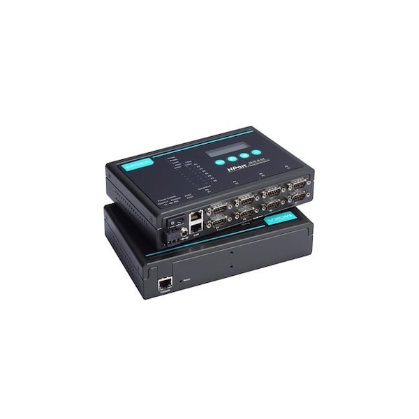Moxa 8 port desktop mode device server, RS-232, DB9 male, 12-48VDC, -40 to 75 Degree NPort 5610-8-DT-T - main